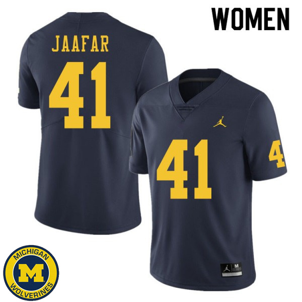 Women University of Michigan #41 Abe Jaafar Navy NCAA Player Game Football Jersey